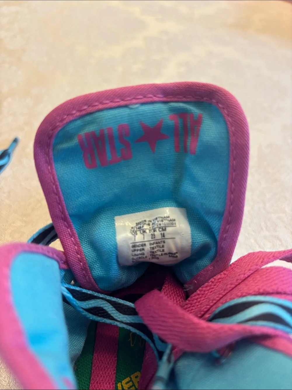 Converse Kids High-Top Sneakers in Pink with Teal Accents